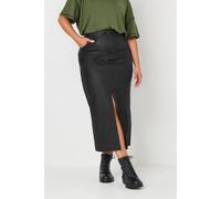 Coated Split Hem Midaxi Skirt Yours Black 20