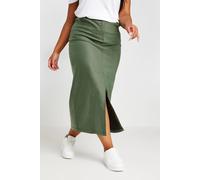 Yours Coated Split Hem Midaxi Skirt In Green Green 18