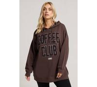 Yours 'coffee Club' Hoodie In Dark Brown Dark Brown 18