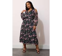 Yours Cold Shoulder Dress In Dark Navy Dark Navy 20