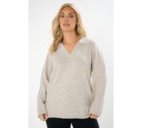 Yours Collared Knitted Jumper In Natural Natural 14-16