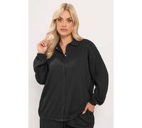 Yours Women's Collared Textured Jacket in Black | Size: 22/24