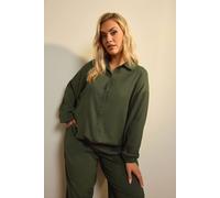 Yours Women's Collared Textured Jacket in Dark Olive | Size: 26/28