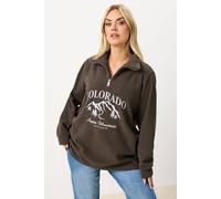 Yours Women's 'Colorado' Quarter Zip Fleece in Chocolate | Size: 20 Yours Chocolate 20
