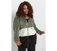 Yours Women's Colour Block Fleece Jacket in Green | Size: 16 Yours Green 16