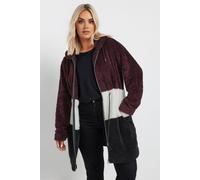 Yours Colour Block Fleece Jacket In Red Red 18