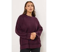 Yours Contrast Blanket Stitch Jumper In Purple Purple 14-16