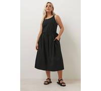 Contrast Blanket Stitch Midi Dress Yours Black 22-24