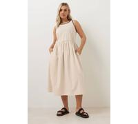 Yours Curve Brown Contrast Blanket Stitch Midi Dress - Women's - Plus Size Curve