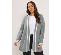 Yours Women's Contrast Edge Cardigan Sweater in Light Grey | Size: 22/24
