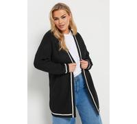 Yours Curve Contrast Knitted Cardigan - Women's - Plus Size Curve Black