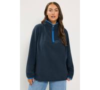Yours Contrast Quarter Zip Fleece In Dark Navy Dark Navy