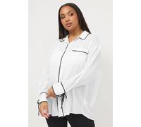 Yours Contrast Seam Long Sleeve Blouse In White White 16