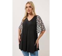 Yours Women's Contrast Sleeve Top in Black | Size: 18 Yours Black 18