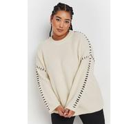 Yours Contrast Stitch Knitted Jumper In Cream Cream 18-20