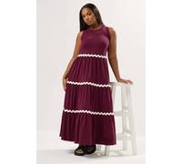 Yours Women's Contrast Swirl Tiered Maxi Dress in Red | Size: 14 Yours Red 14
