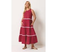 Yours Contrast Swirl Tiered Maxi Dress Red