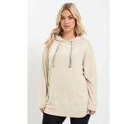 Yours Women's Contrast Tie Soft Touch Hoodie in Natural | Size: 22/24