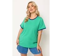 Yours Curve Contrast Trim T-Shirt - Women's - Plus Size Curve Green