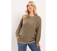 Yours Women's Contrast Waffle Jumper in Brown | Size: 18/20
