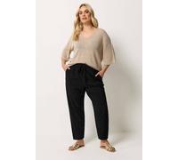 Yours Curve Cool Cotton Barrel Leg Trousers - Women's - Plus Size Curve