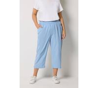 Yours Curve Cool Cotton Cropped Trousers - Women's - Plus Size Curve Blue