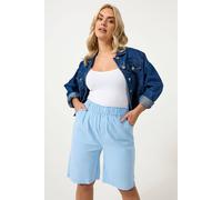 Yours Curve Blue Textured Cotton Shorts - Women's - Plus Size Curve