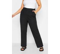 Yours Curve Cool Cotton Wide Leg Trousers - Women's - Plus Size Curve Black