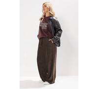 Cord Drawstring Wide Leg Trousers Yours Brown 18