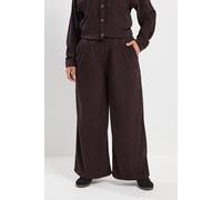 Yours Women's Corduroy Wide Leg Trousers in Chocolate | Size: 14S