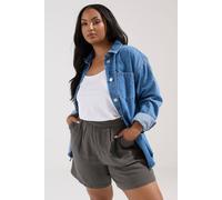 Yours Cotton Cheesecloth Shorts In Grey Grey 30-32