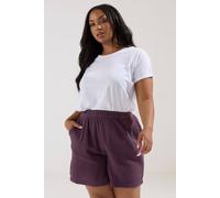 Yours Curve Cotton Cheesecloth Shorts - Women's - Plus Size Curve Purple