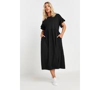Cotton Frill Sleeve Midaxi Dress Yours Black 22-24