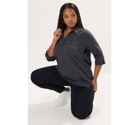 Yours Cotton Placket Shirt In Charcoal Charcoal 18