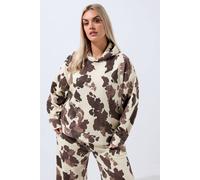 Yours Cow Print Hoodie In Cream Cream 20