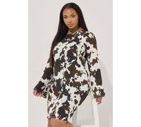 Yours Limited Collection Curve & Brown Cow Print Mini Dress - Women's - Plus Size Curve