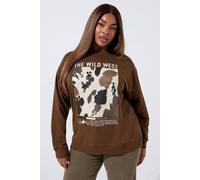 Yours Cow Print Sweatshirt In Chocolate Chocolate 22-24