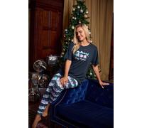 Yours 'cozy Nights' Cuffed Pyjama Set In Dark Navy Dark Navy 26-28