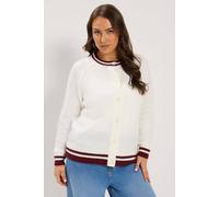 Yours Crew-Neck Knitted Cardigan In Ivory Ivory