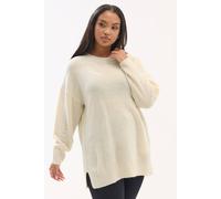 Yours Women's Crew Neck Knitted Jumper in Light Brown | Size: 26-28 Yours Light Brown 26-28