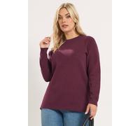Yours Women's Crew Neck Knitted Premium Jumper in Burgundy | Size: 30/32