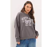 Yours Crew Neck Slogan Sweatshirt In Grey Grey