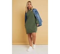 Yours Crew Neck Sweatshirt Dress In Dark Green Dark Green 22-24