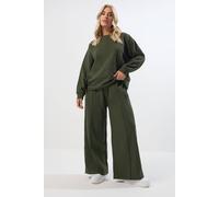 Yours Curve Khaki Crew Neck Sweatshirt & Jogger Set - Women's - Plus Size Curve