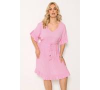 Yours Women's Crinkle Beach Dress in Baby Pink | Size: 18/20
