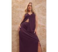 Crinkle Plisse Maxi Skirt Yours Purple 14