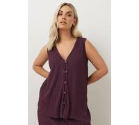 Yours Crinkle Plisse Waistcoat In Purple Purple 16