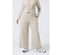 Yours Women's Crinkle Wide Leg Trousers in Off White | Size: 10