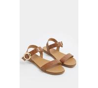 Yours Women's Croc Buckle Detail Sandals In Wide E Fit in Brown | Size: 8EEE Yours Brown 8EEE