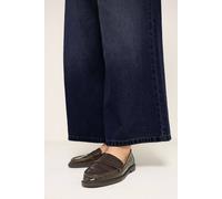 Yours - Brown Croc Embossed Loafers in Wide E Fit - Women's